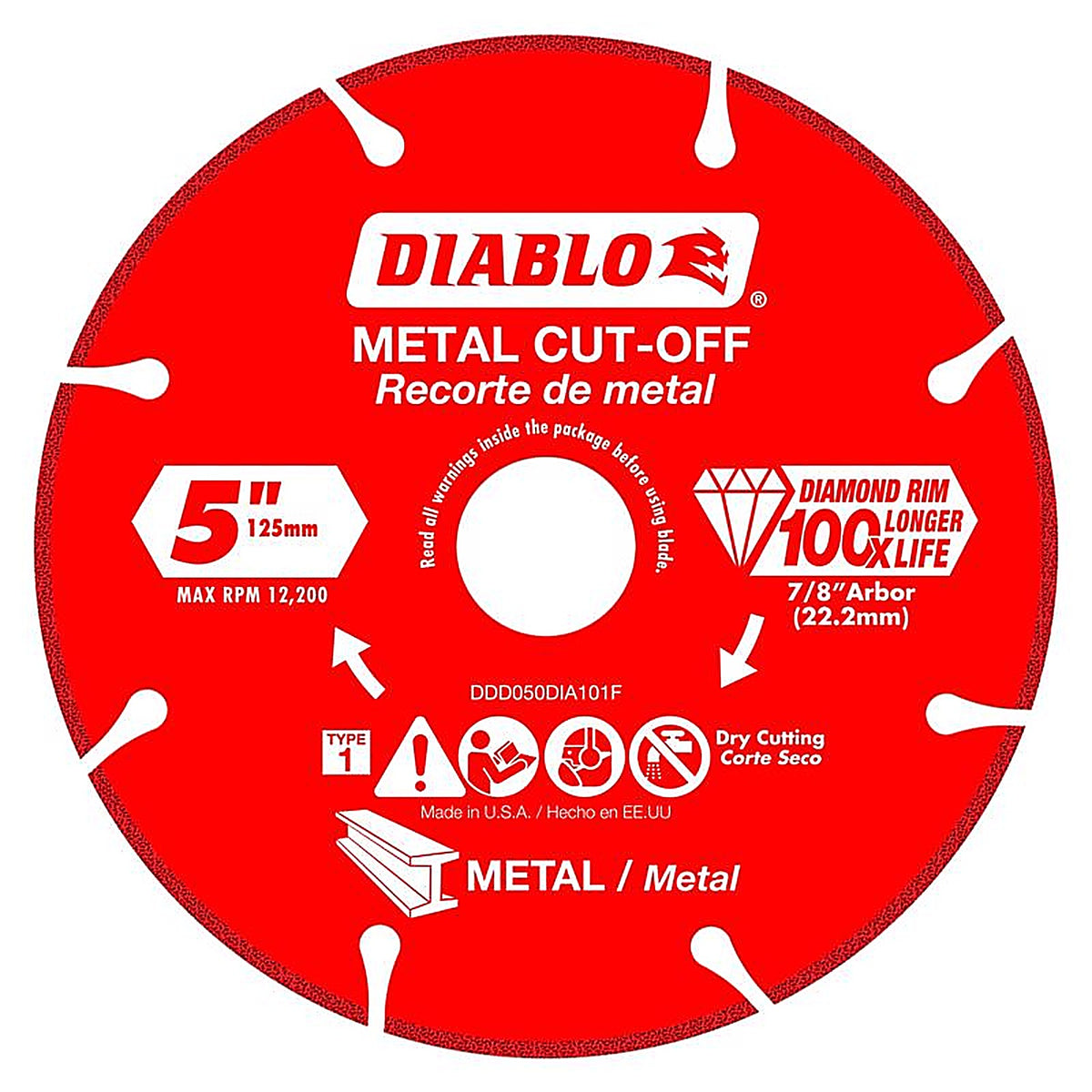 Diablo - DDD050DIA101F - 5 in. D X 7/8 in. S Diamond Metal Cut-Off Wheel
