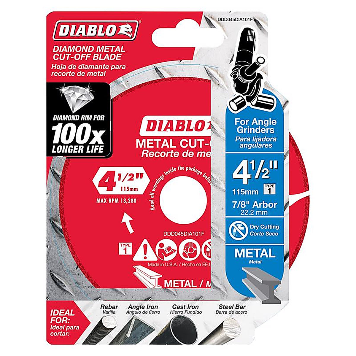 Diablo - DDD045DIA101F - 4-1/2 in. D X 7/8 in. S Diamond Metal Cut-Off Wheel