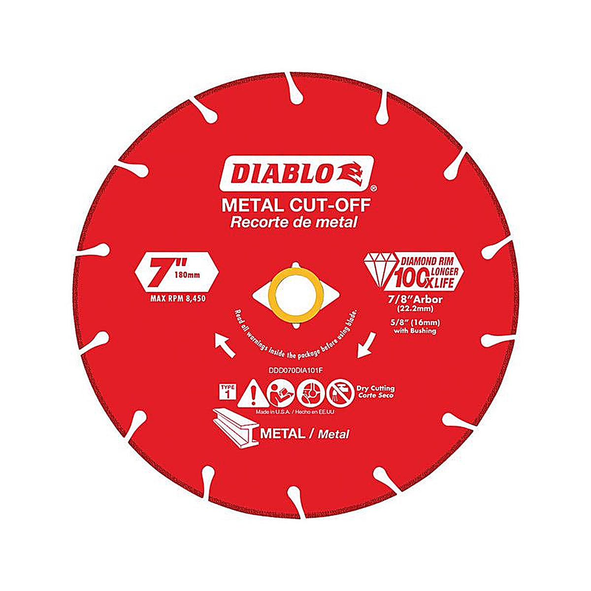 Diablo - DDD070DIA101F - 7 in. D X 7/8 in. S Diamond Metal Cut-Off Wheel