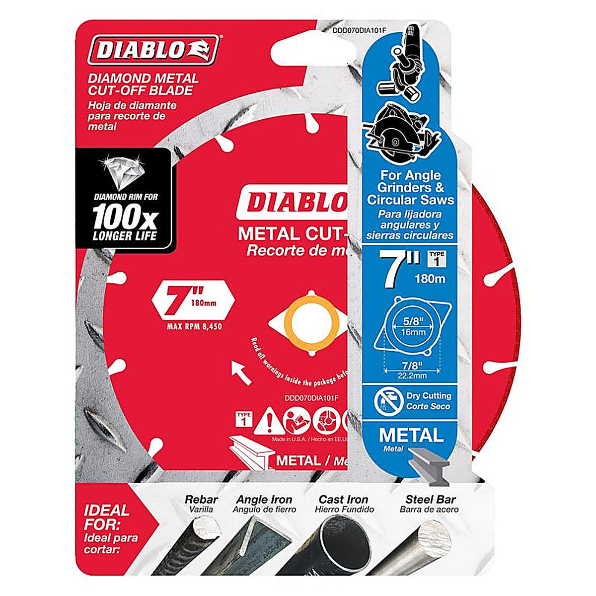 Diablo - DDD070DIA101F - 7 in. D X 7/8 in. S Diamond Metal Cut-Off Wheel
