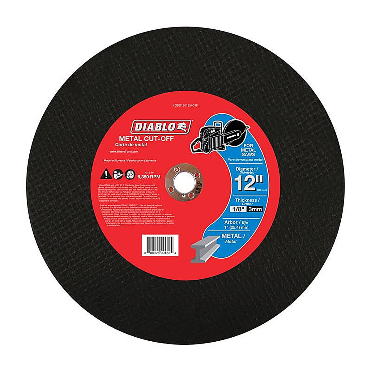Diablo - DBD120125A01F - 12 in. D X 1 in. S Aluminum Oxide High Speed Metal Cut-Off Disc 1 pk