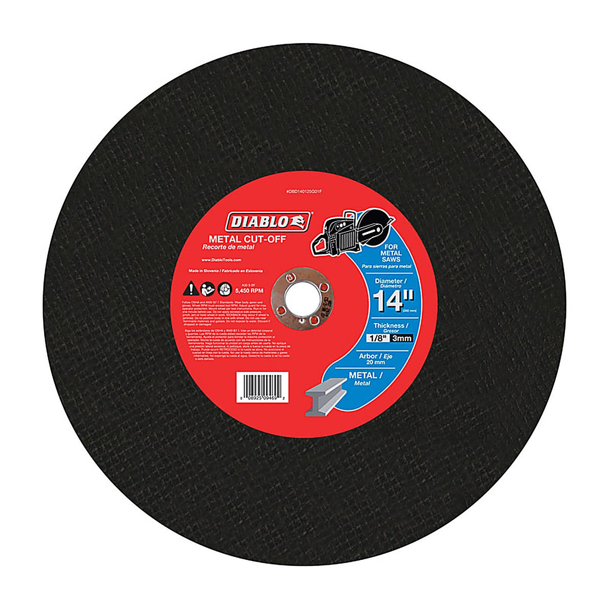 Diablo - DBD140125G01F - 14 in. D X 20 mm S Aluminum Oxide High Speed Metal Cut-Off Disc 1 pk