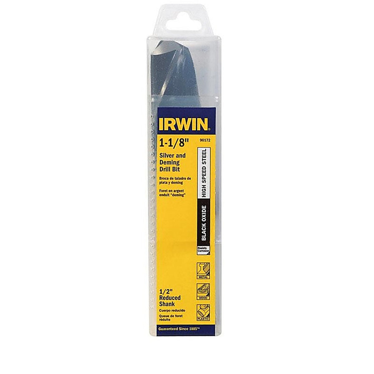Irwin - 90172 - 1-1/8 in. X 6 in. L High Speed Steel Drill Bit Straight Shank 1 pc