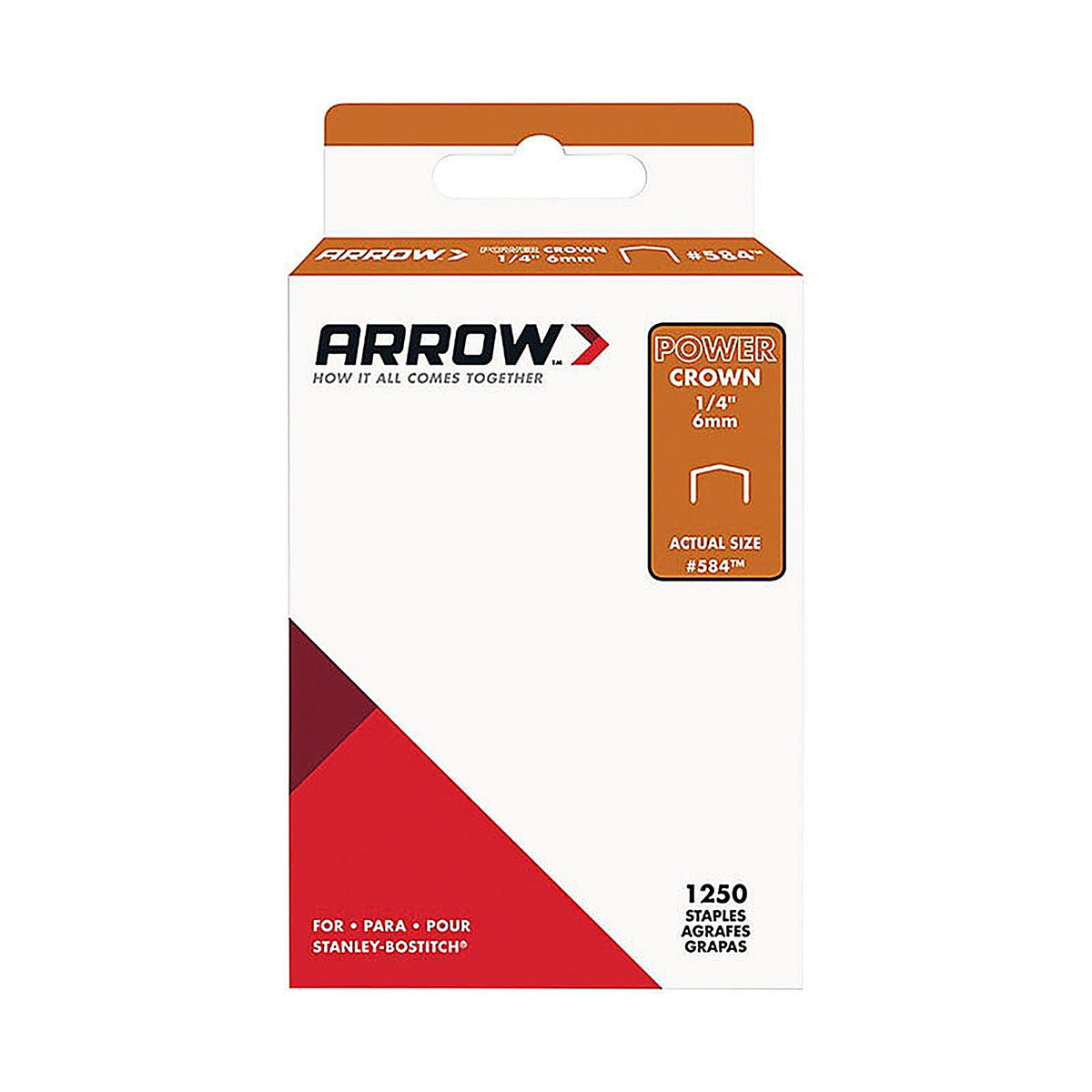 Arrow Fastener - 584SP - #584 3/8 in. W x 1/4 in. L 18 Ga. Power Crown Standard Staples 1250/Pack
