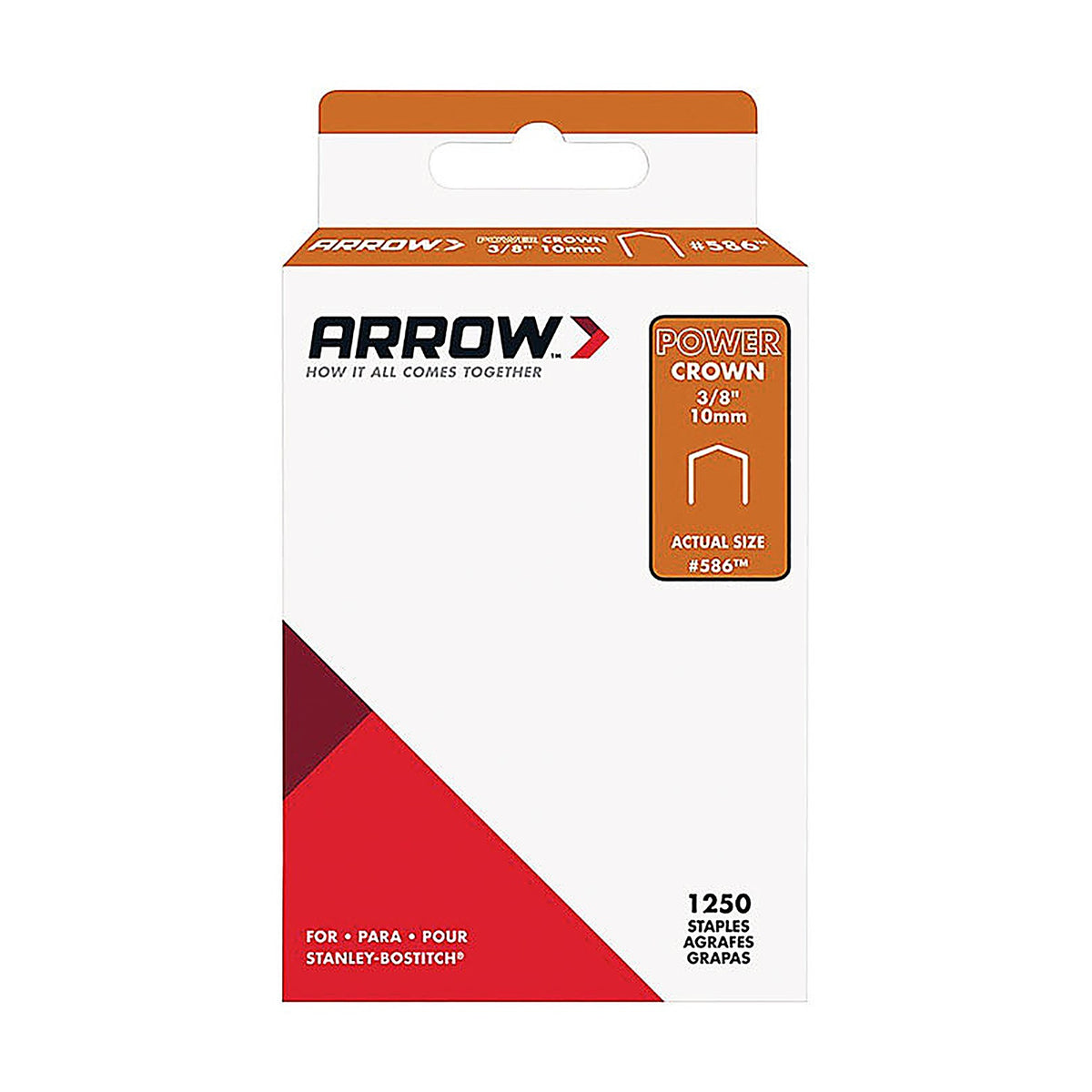Arrow Fastener - 586SP - #586 3/8 in. W x 3/8 in. L 18 Ga. Power Crown Standard Staples 1250/Pack
