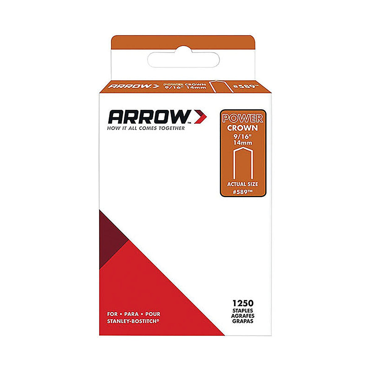 Arrow Fastener - 589SP - #589 3/8 in. W x 9/16 in. L 18 Ga. Power Crown Standard Staples 1250/Pack