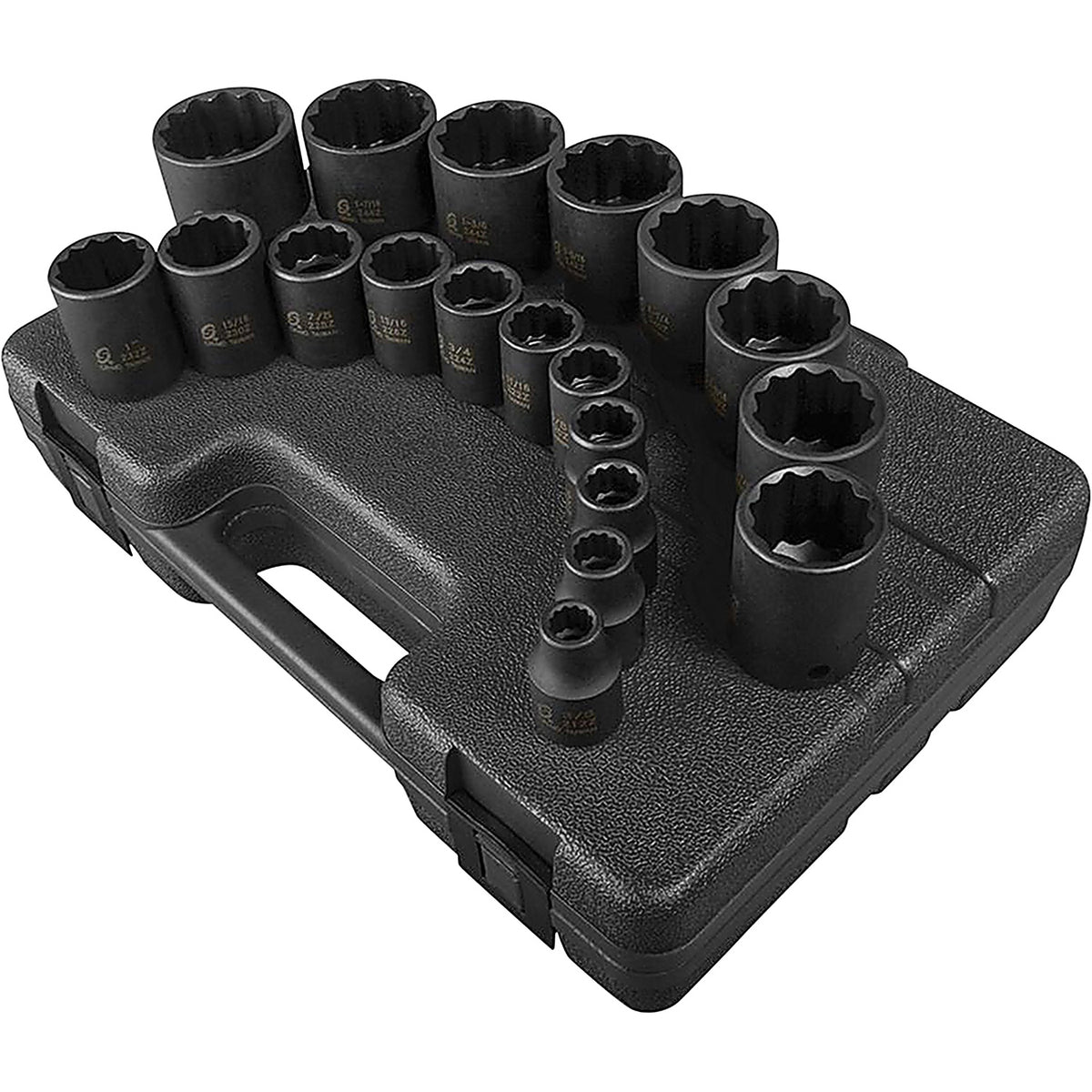 Sunex Tools - 2819 - 1/2 in Drive 12 Pt. SAE Impact Socket Set, 19 Pc.