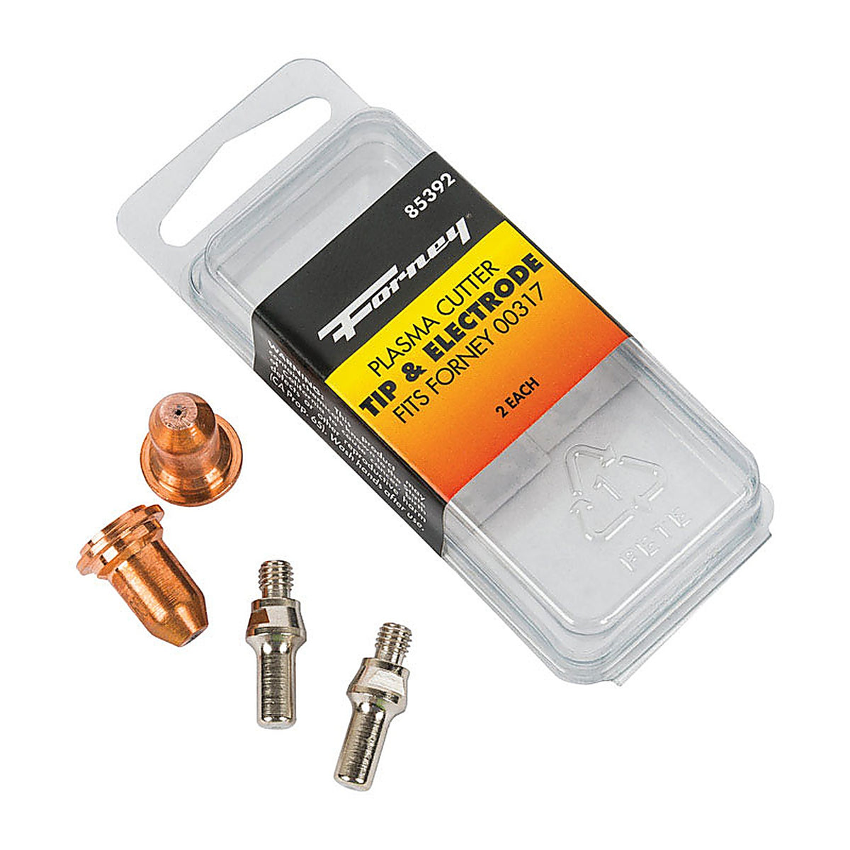 Forney - 85392 - 7.75 in. L X 2 in. W Plasma Cutter Tip and Electrode Set 4 pc