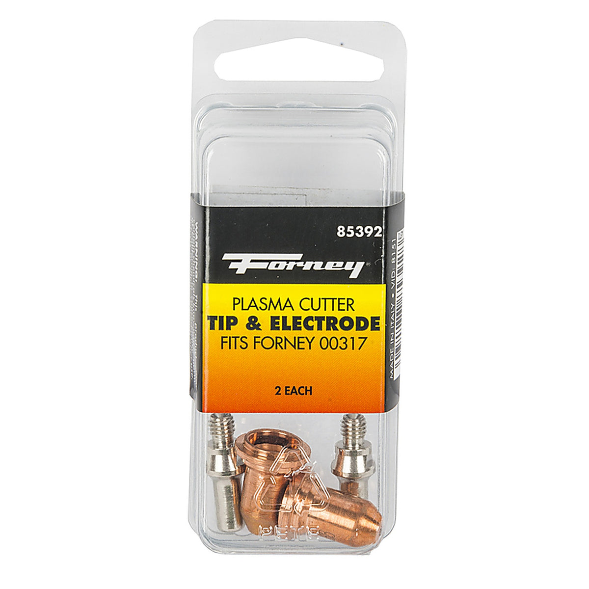 Forney - 85392 - 7.75 in. L X 2 in. W Plasma Cutter Tip and Electrode Set 4 pc