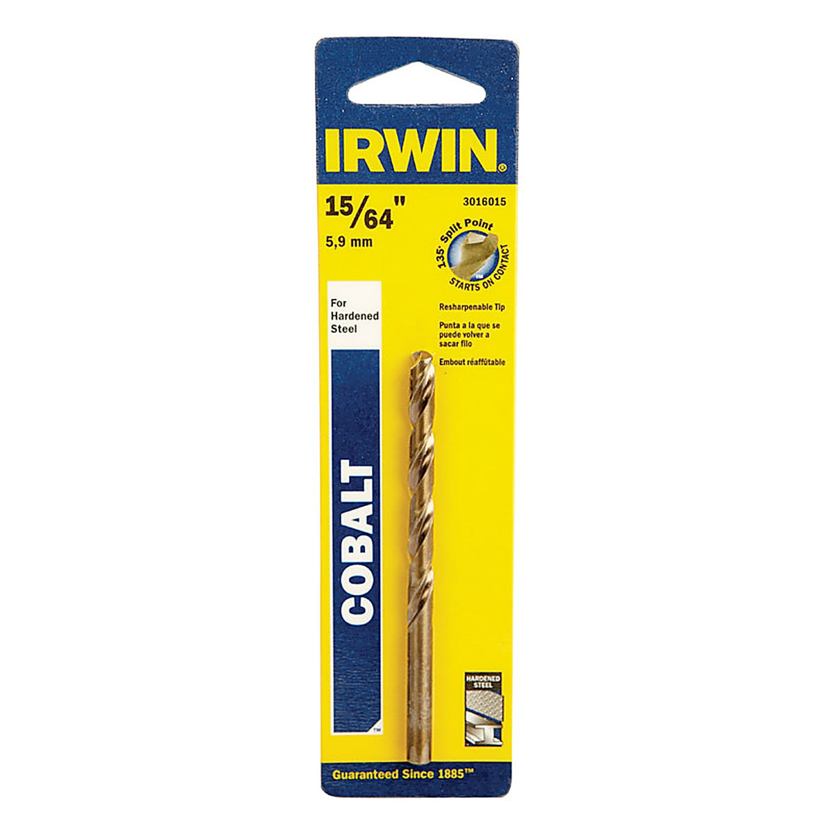 Irwin - 3016015 - 15/64 in. x 3-7/8 in. L Cobalt Steel Drill Bit 1/pc.