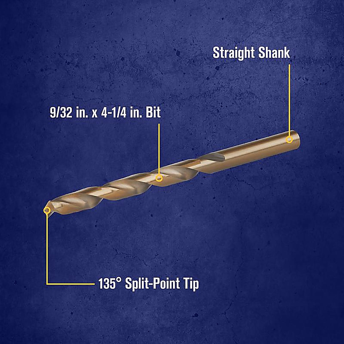 Irwin - 3016018 - 9/32 in. x 4-1/4 in. L Cobalt Steel Drill Bit 1/pc.
