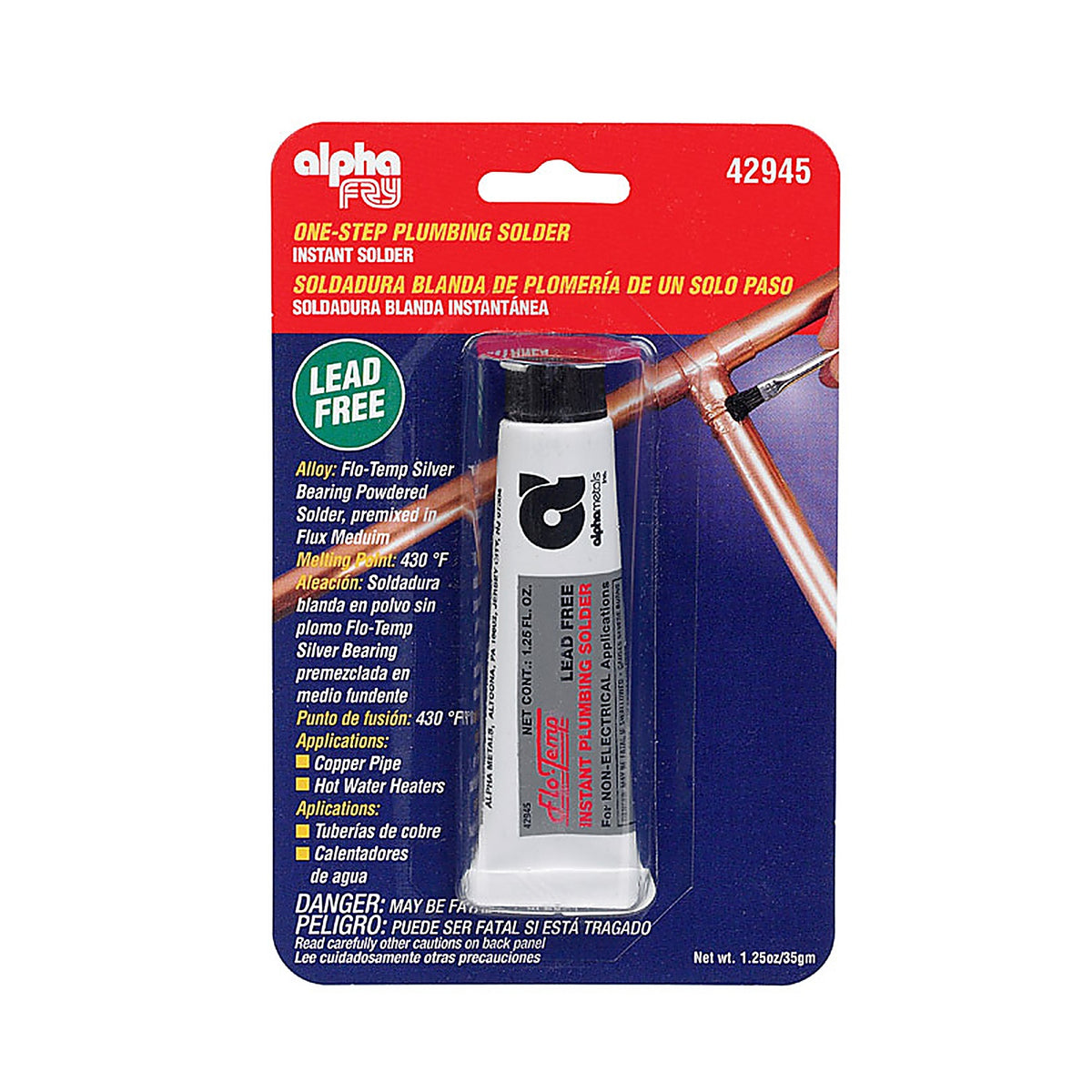 Alpha Fry - 42945 - 1.3 oz Lead-Free Plumbing Solder Silver-Bearing Alloy 1 pc