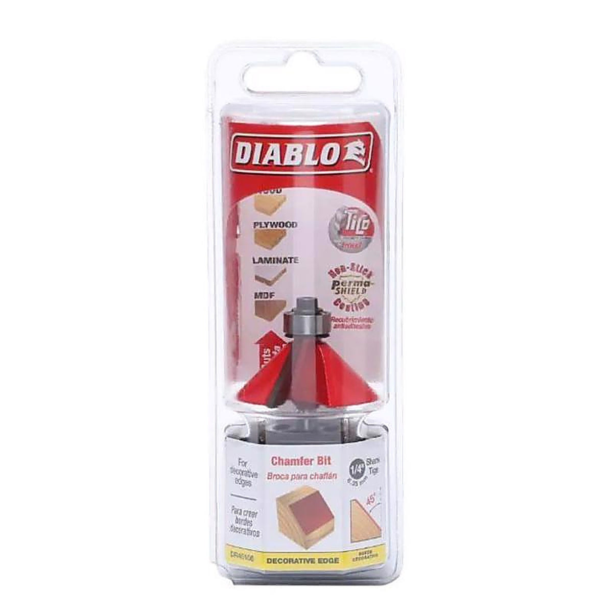 Diablo - DR40106 - 1-3/4 in. D X 2-3/16 in. L Carbide Chamfer Router Bit