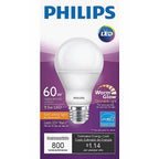 Philips - 479444 - A19 E26 (Medium) LED Bulb Warm White 60 Watt Equivalence 1 pk