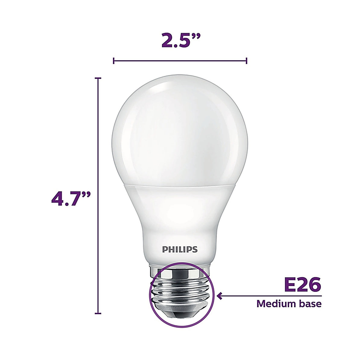 Philips - 479444 - A19 E26 (Medium) LED Bulb Warm White 60 Watt Equivalence 1 pk