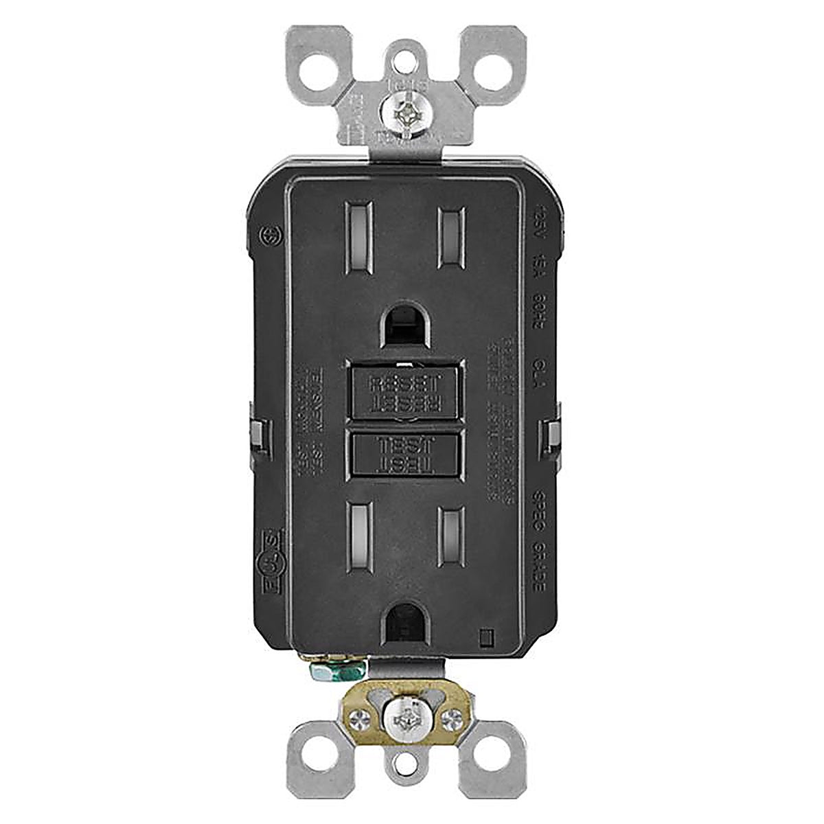 Leviton - GFTR1-KE - SmartlockPro 15 amps 125 volt Duplex Black GFCI Outlet 5-15R - 1/Pack