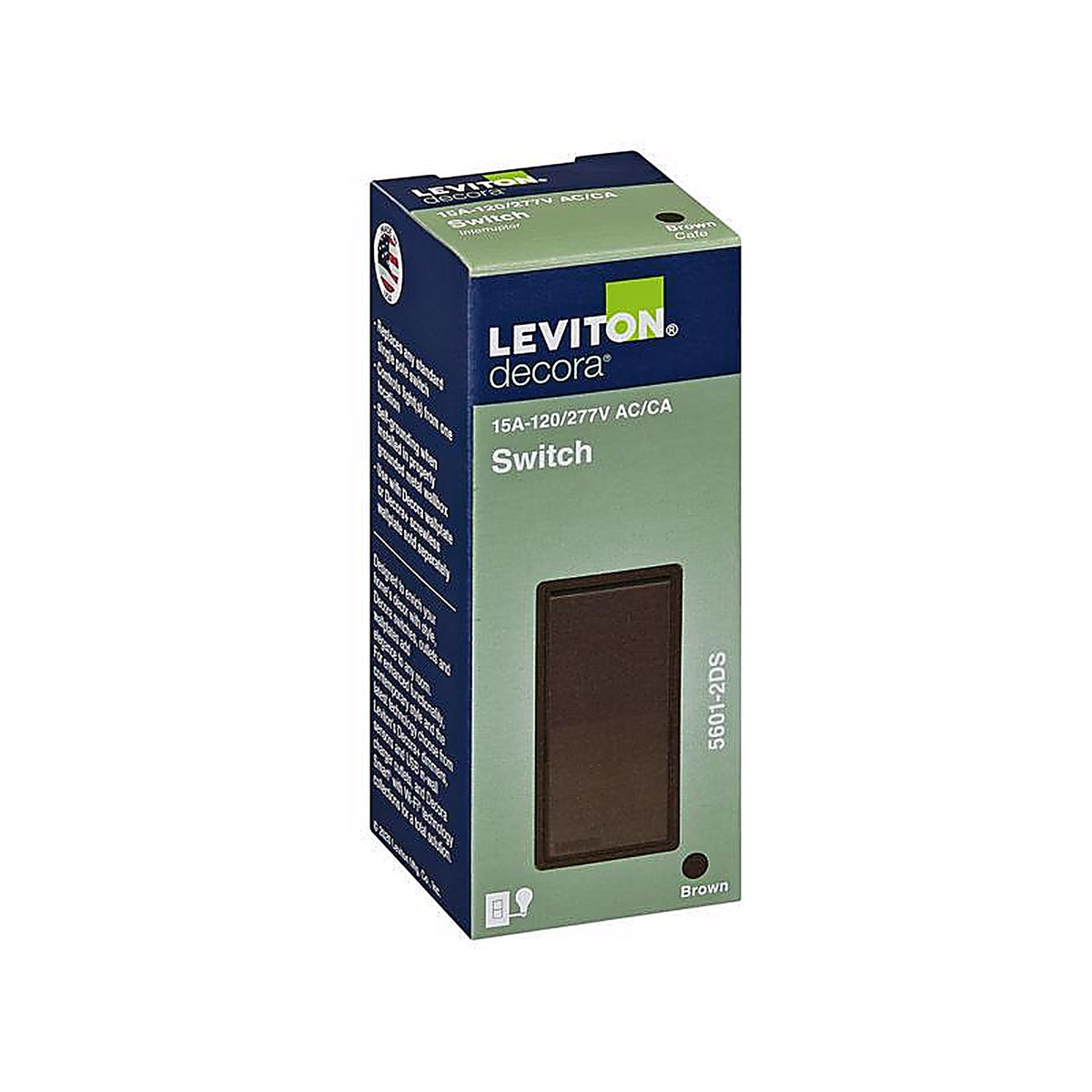 Leviton - 5601-D - Decora 15 amps Single Pole Rocker Switch Brown 1 pk