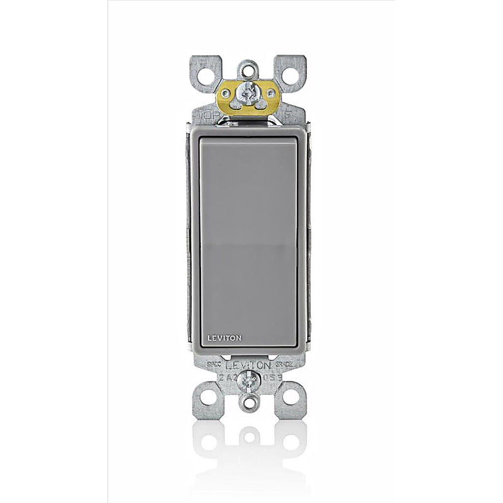 Leviton - 5601-GS - Decora 15 amps Single Pole Rocker AC Quiet Switch Gray - 1/Pack