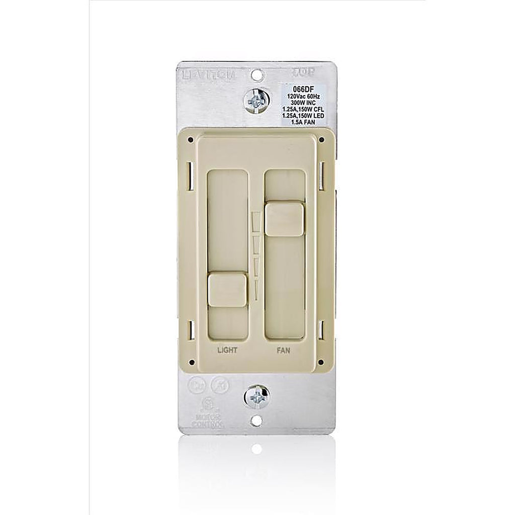 Leviton - 66DF-I - Decora SureSlide Ivory Fan/LED Dimmer Slide Switch - 1/Pack