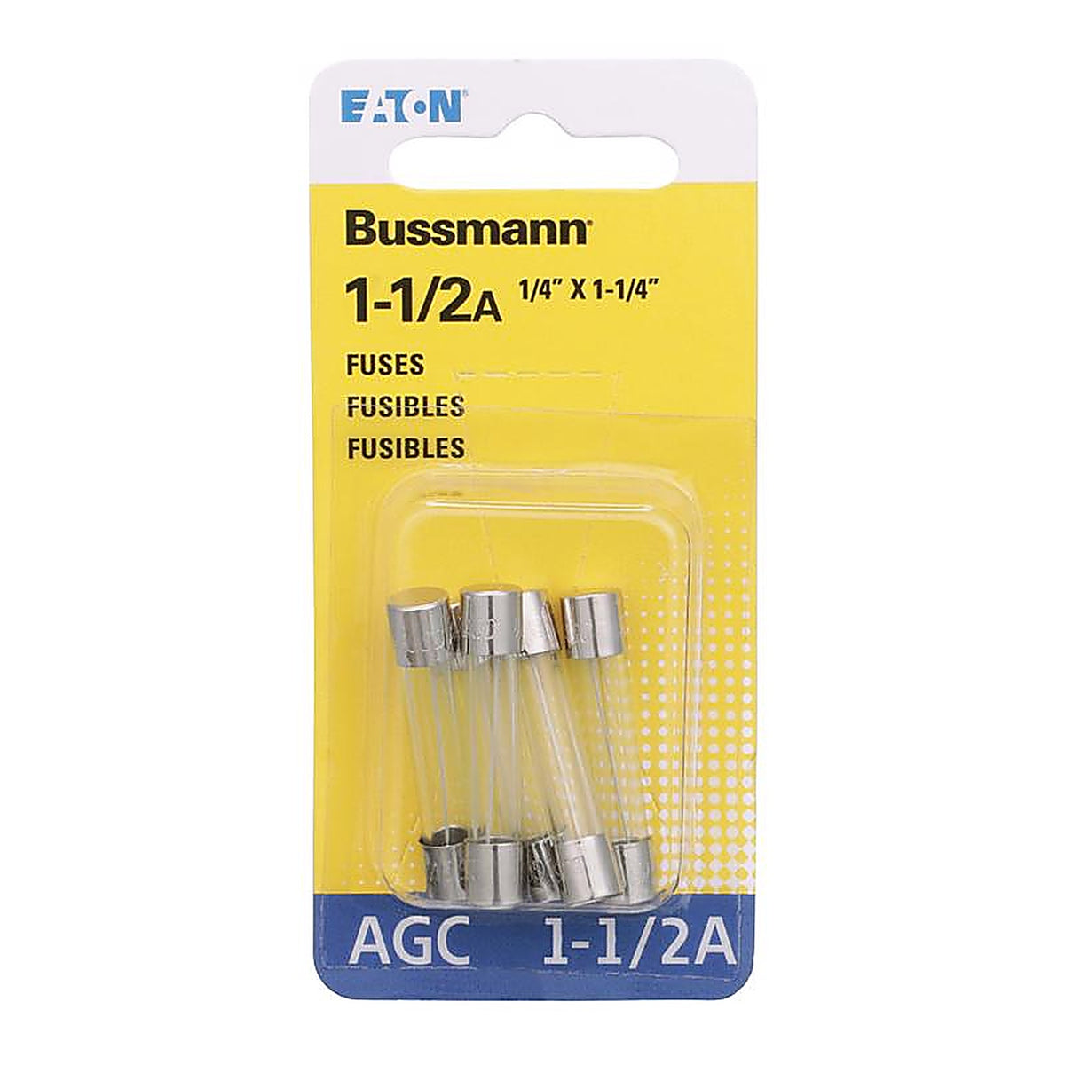Bussmann - BP/AGC-1-1/2-RP - 1.5 amps Fast Acting Glass Fuse - 5/Pack