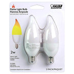 Feit - BPFLAME/C/LED/2 - LED CA10 (Flame Tip) E12 (Candelabra) LED Flame Bulb Warm White 2 Watt Equivalence 2 pk