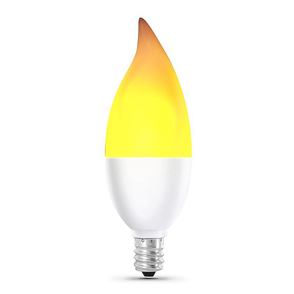 Feit - BPFLAME/C/LED/2 - LED CA10 (Flame Tip) E12 (Candelabra) LED Flame Bulb Warm White 2 Watt Equivalence 2 pk