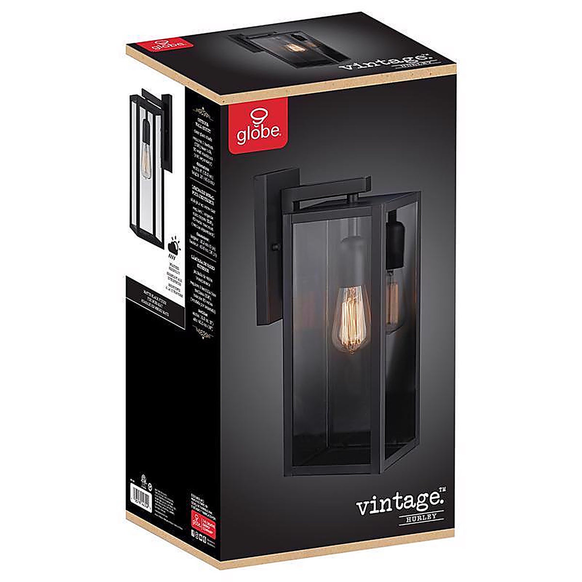 Globe Electric - 44314 - Vintage 1-Light Matte Black Hurley Wall Sconce