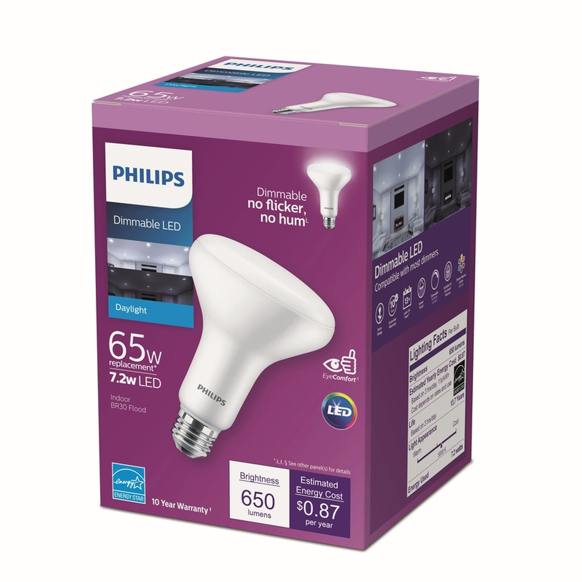 Philips - 548107 - BR30 E26 (Medium) LED Floodlight Bulb Daylight 65 Watt Equivalence 1 pk