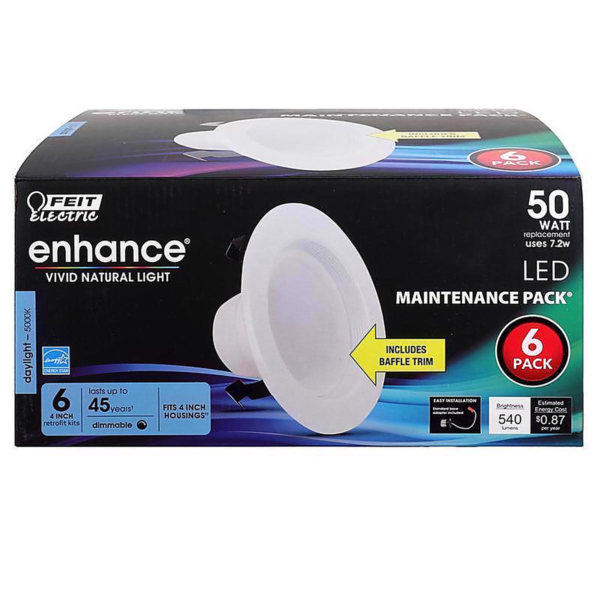 Feit Electric - LEDR4B950CAMP6 - Enhance Daylight 4 in. W LED Dimmable Recessed Downlight 7.2 W