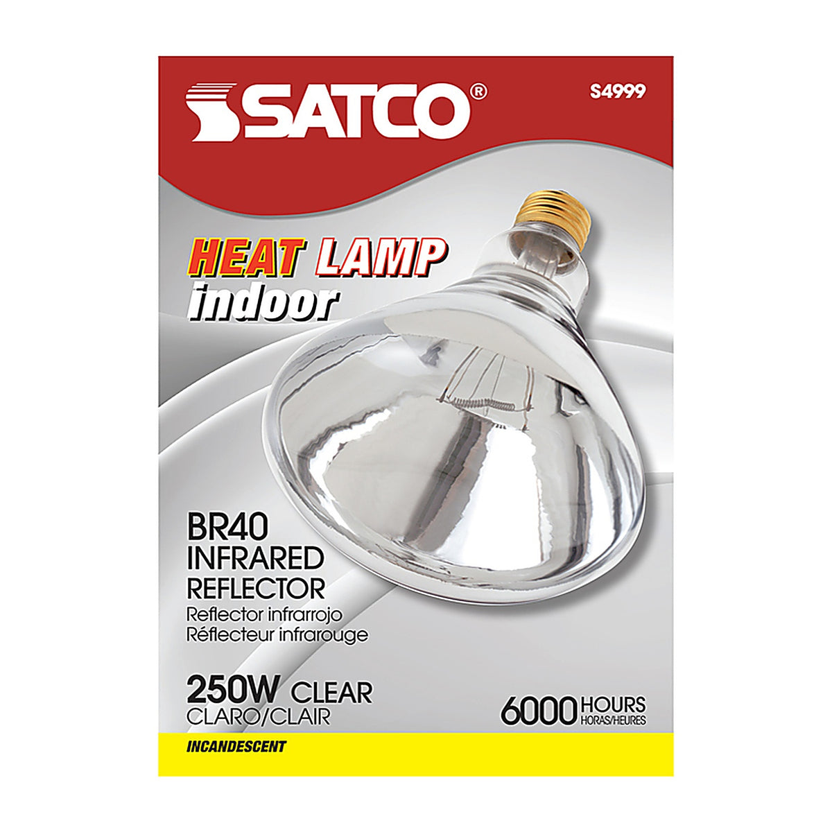 Satco - S4999 - 250 W BR40 Heat Lamp Incandescent Bulb E26 (Medium) Warm White 1 pk