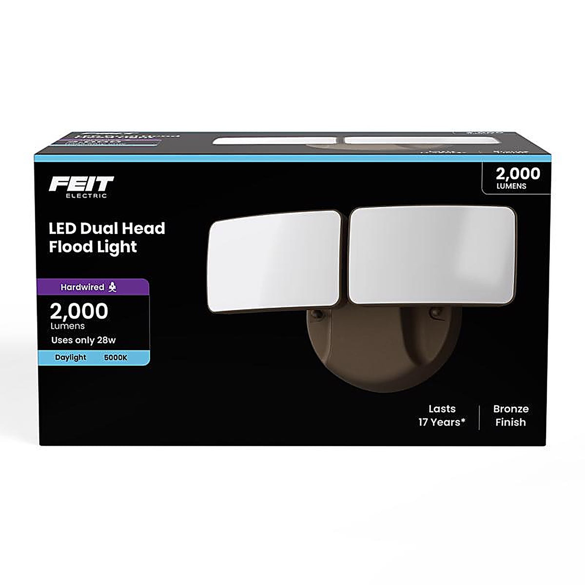 Feit Electric - S9DFL/850/BZ/V1 - Switch Hardwired LED Bronze Security Floodlight