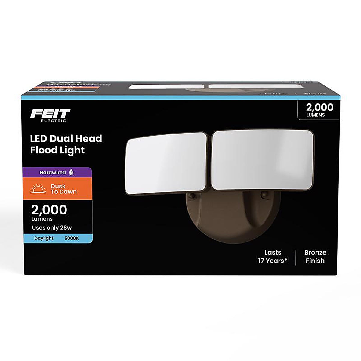 Feit Electric - S9DFL/850DDBZV1 - Dusk to Dawn Hardwired LED Bronze Security Floodlight