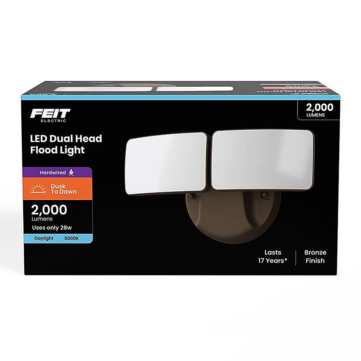 Feit Electric - S9DFL/850DDBZV1 - Dusk to Dawn Hardwired LED Bronze Security Floodlight