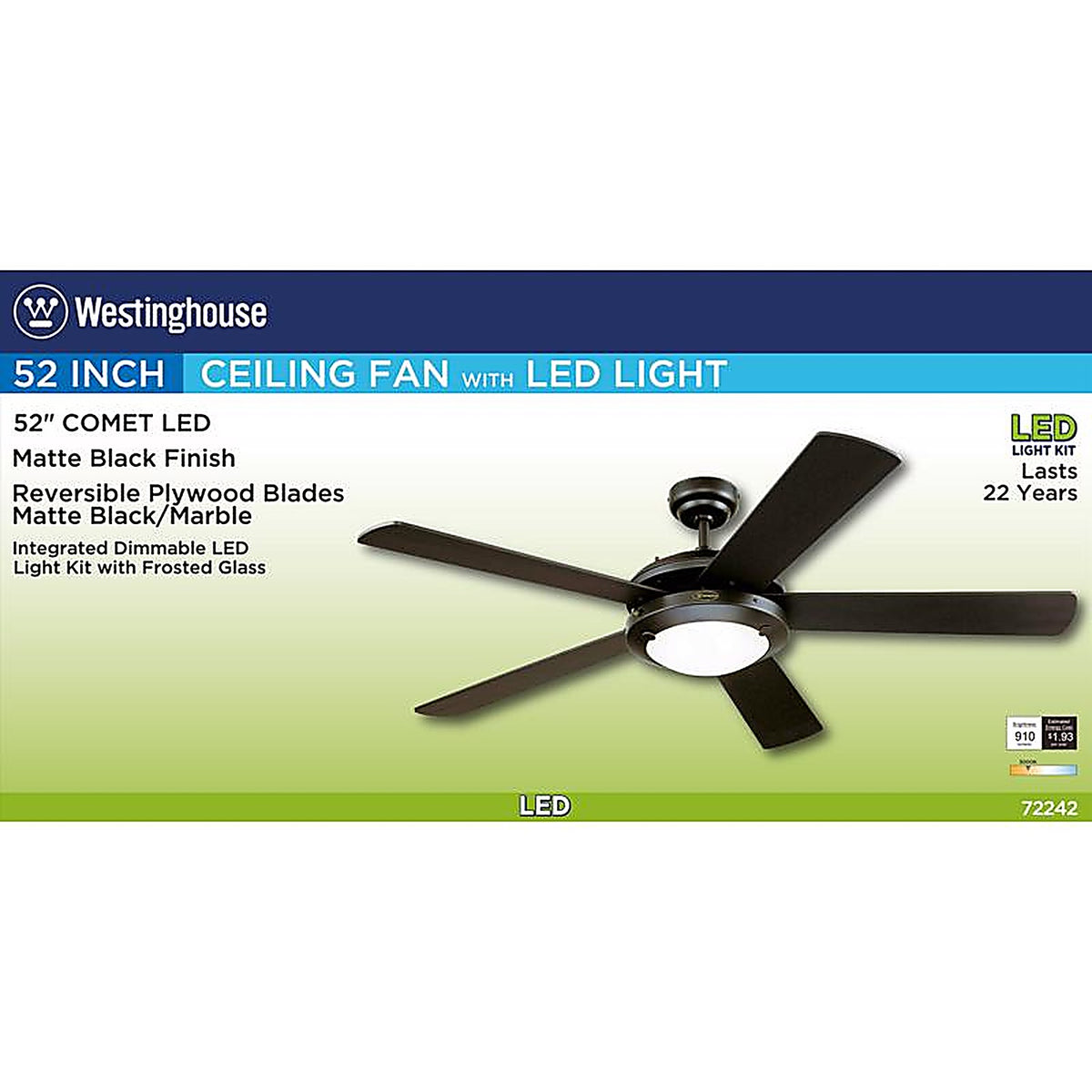 Westinghouse - 72242 - Comet 52 in. Matte LED Indoor Ceiling Fan