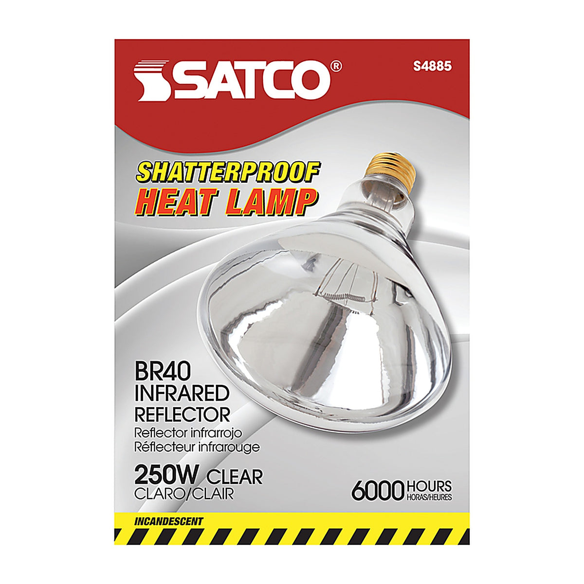 Satco - S4885 - 250 W BR40 Heat Lamp Incandescent Bulb E26 (Medium) Warm White 1 pk
