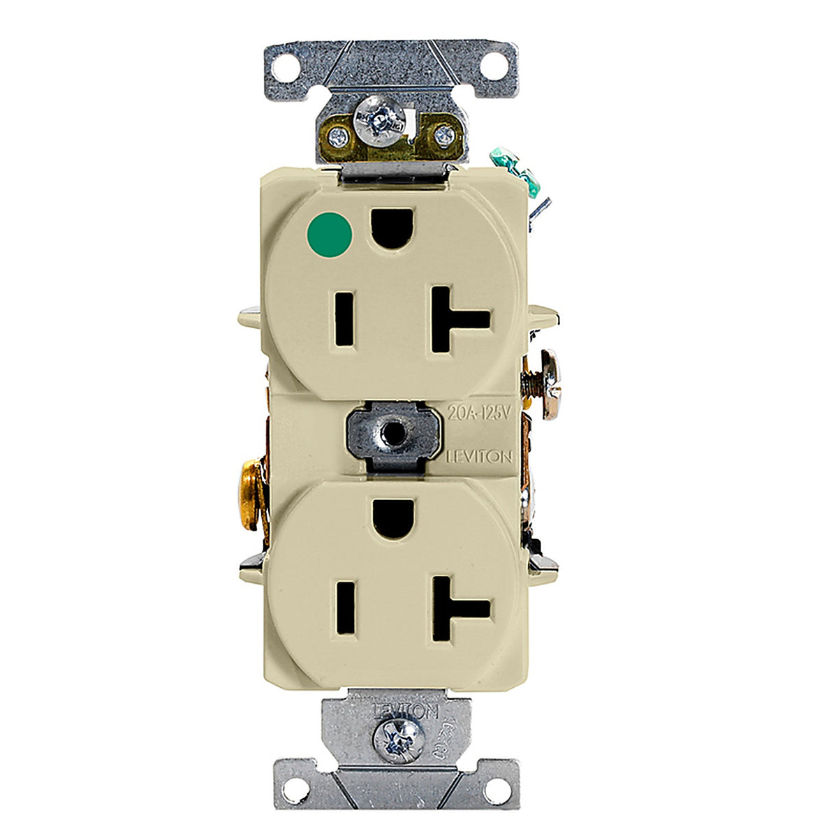 Leviton - 08300-0HI - 20 amps 125 V Duplex Ivory Heavy Duty Hospital Grade Outlet 5-20R 1 pk