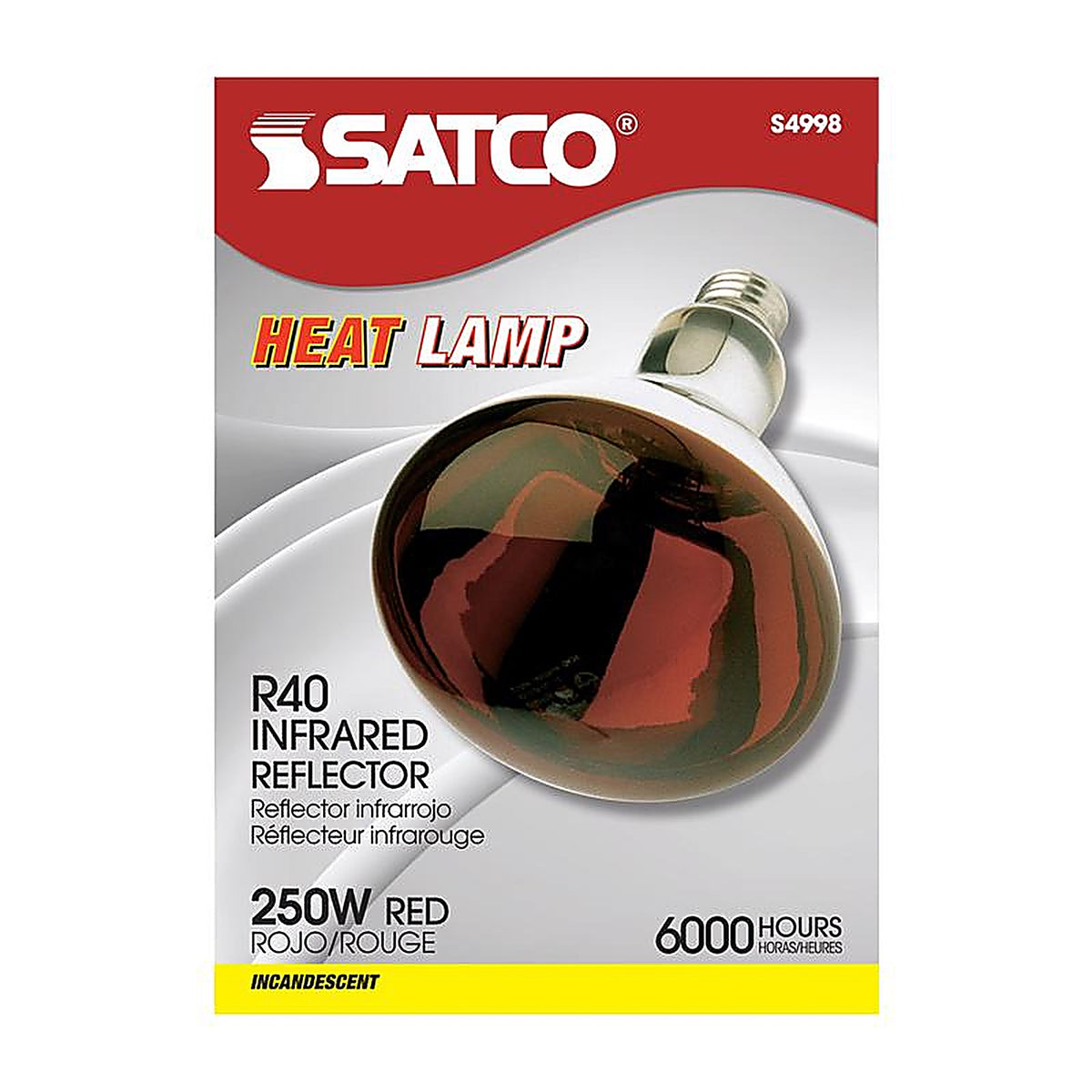 Satco - S4998 - 250 W R40 Heat Lamp Incandescent Bulb E26 (Medium) Red 1 pk