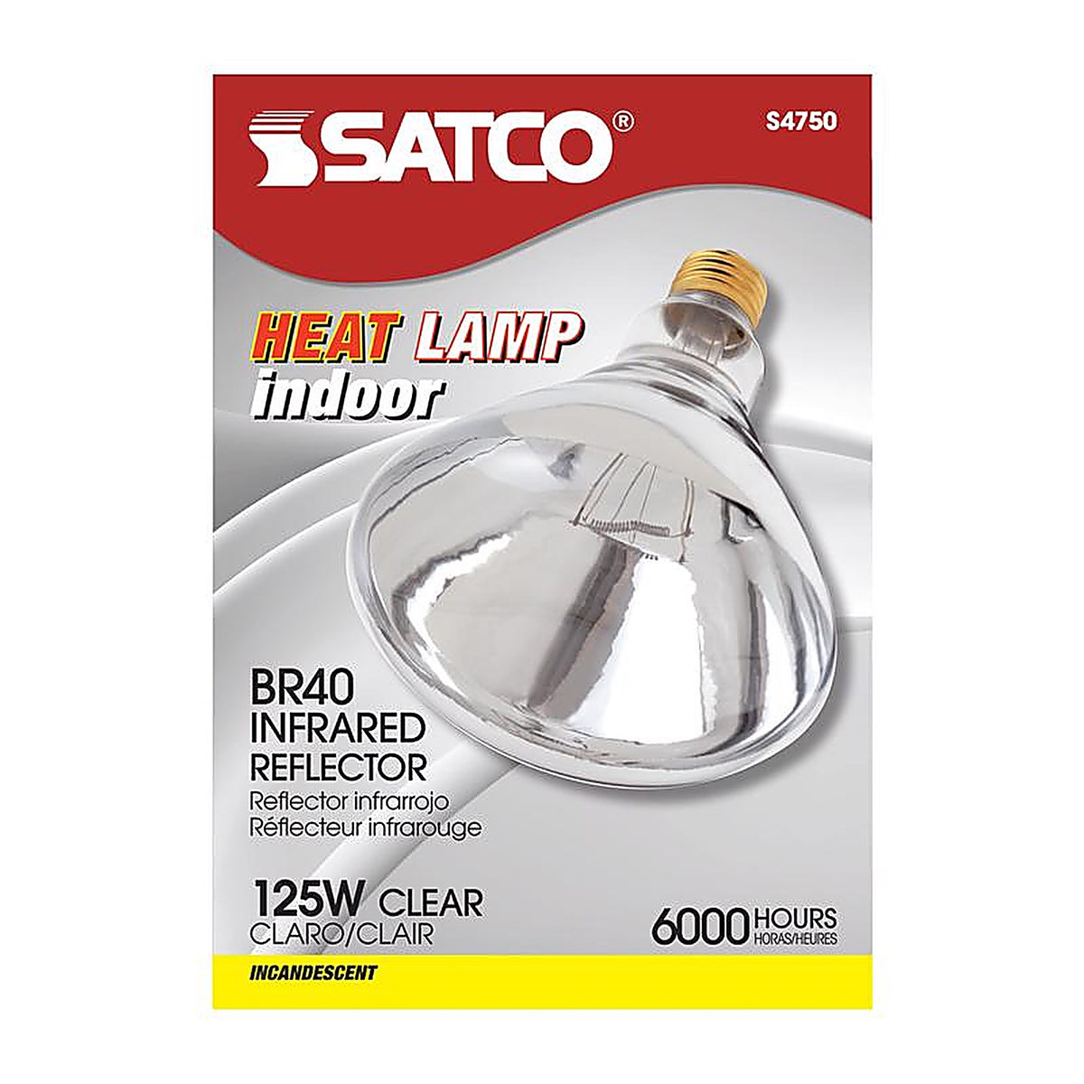 Satco - S4750 - 125 W R40 Heat Lamp Incandescent Bulb E26 (Medium) Warm White 1 pk