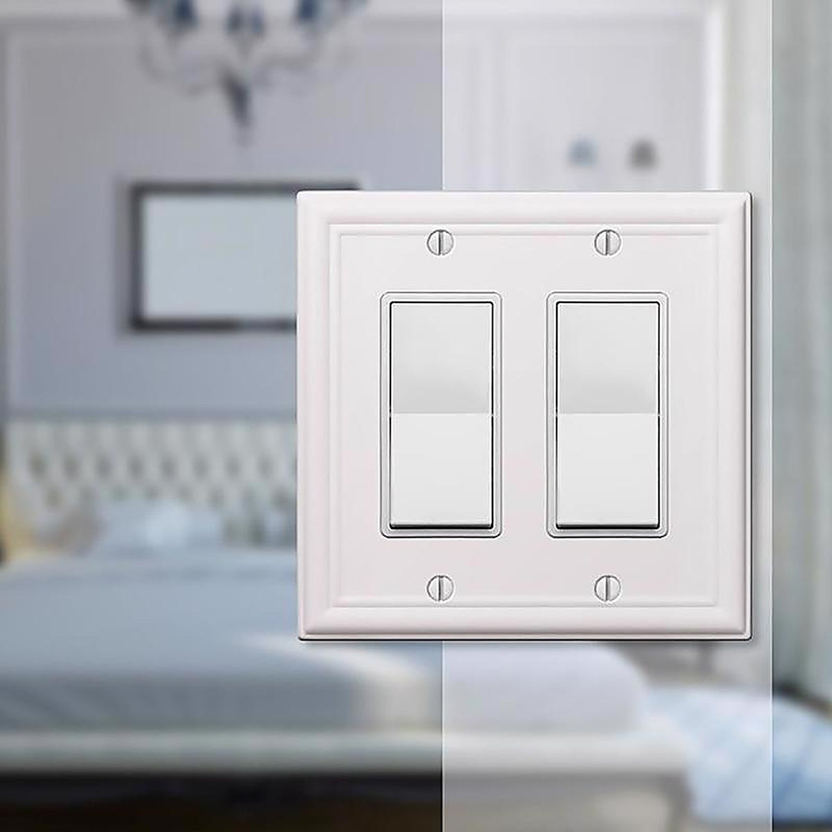 Amerelle - 149RRW - Chelsea White 2 gang Stamped Steel Rocker Wall Plate - 1/Pack