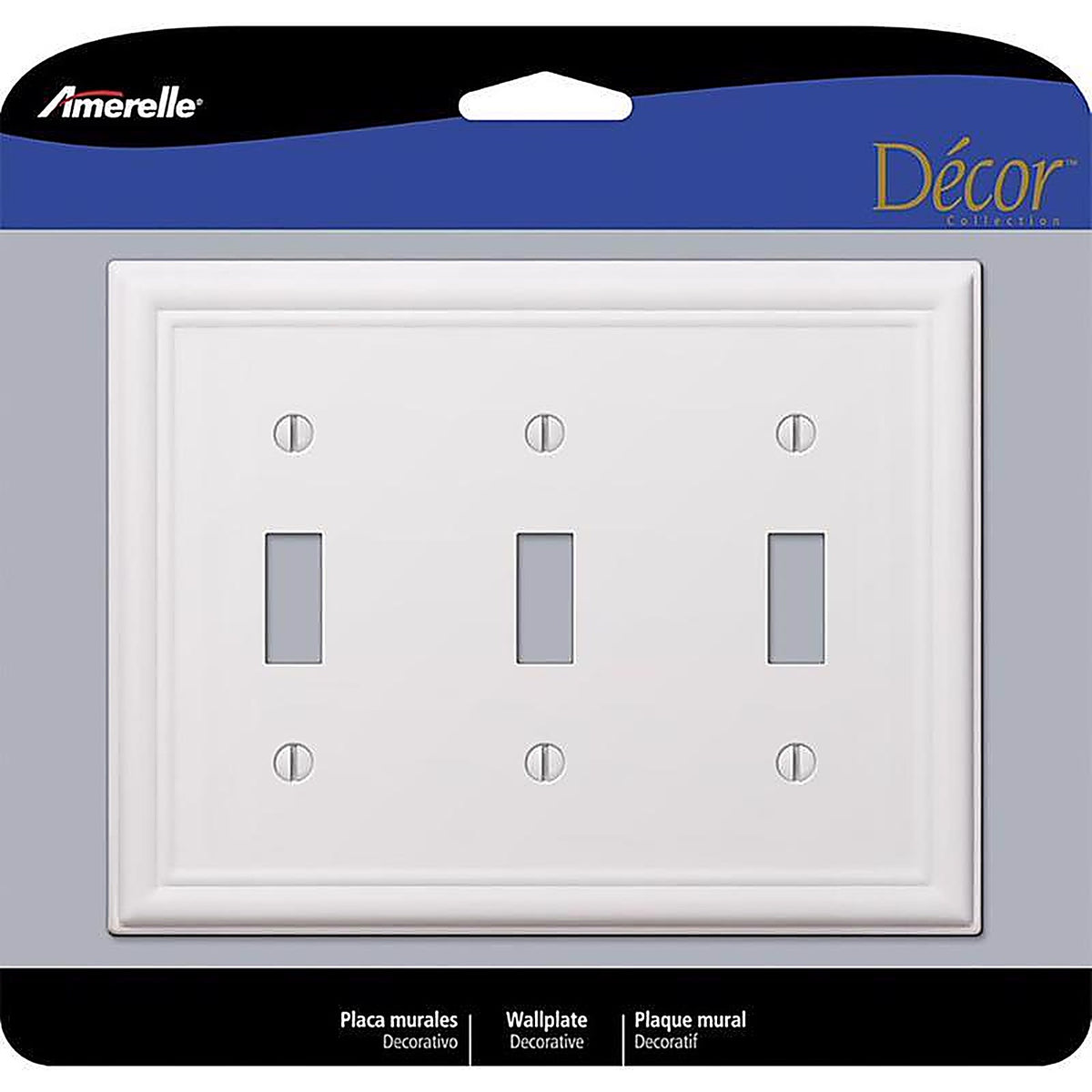 Amerelle - 149TTTW - Chelsea White 3 gang Stamped Steel Toggle Wall Plate - 1/Pack