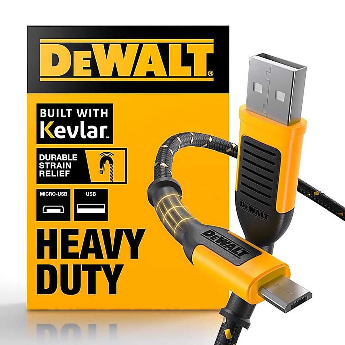 DeWalt - 131 1322 DW2 - Micro to USB Cable 6 ft. Black/Yellow
