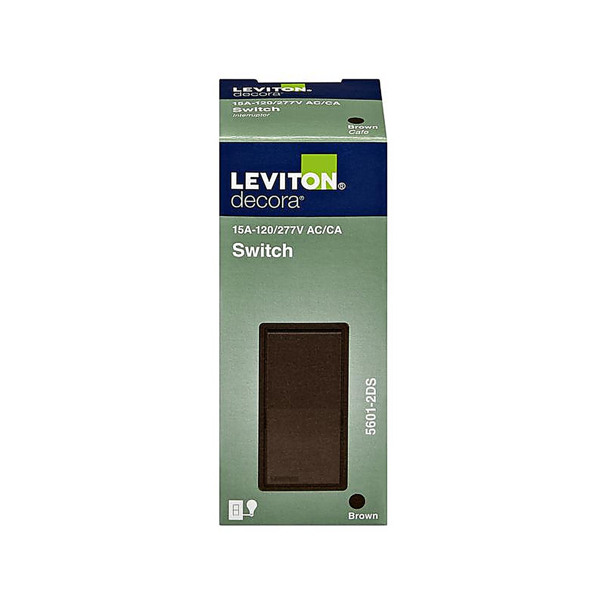 Leviton - 05601-002 - Decora 15 amps Single Pole Rocker AC Quiet Switch Brown 1 pk