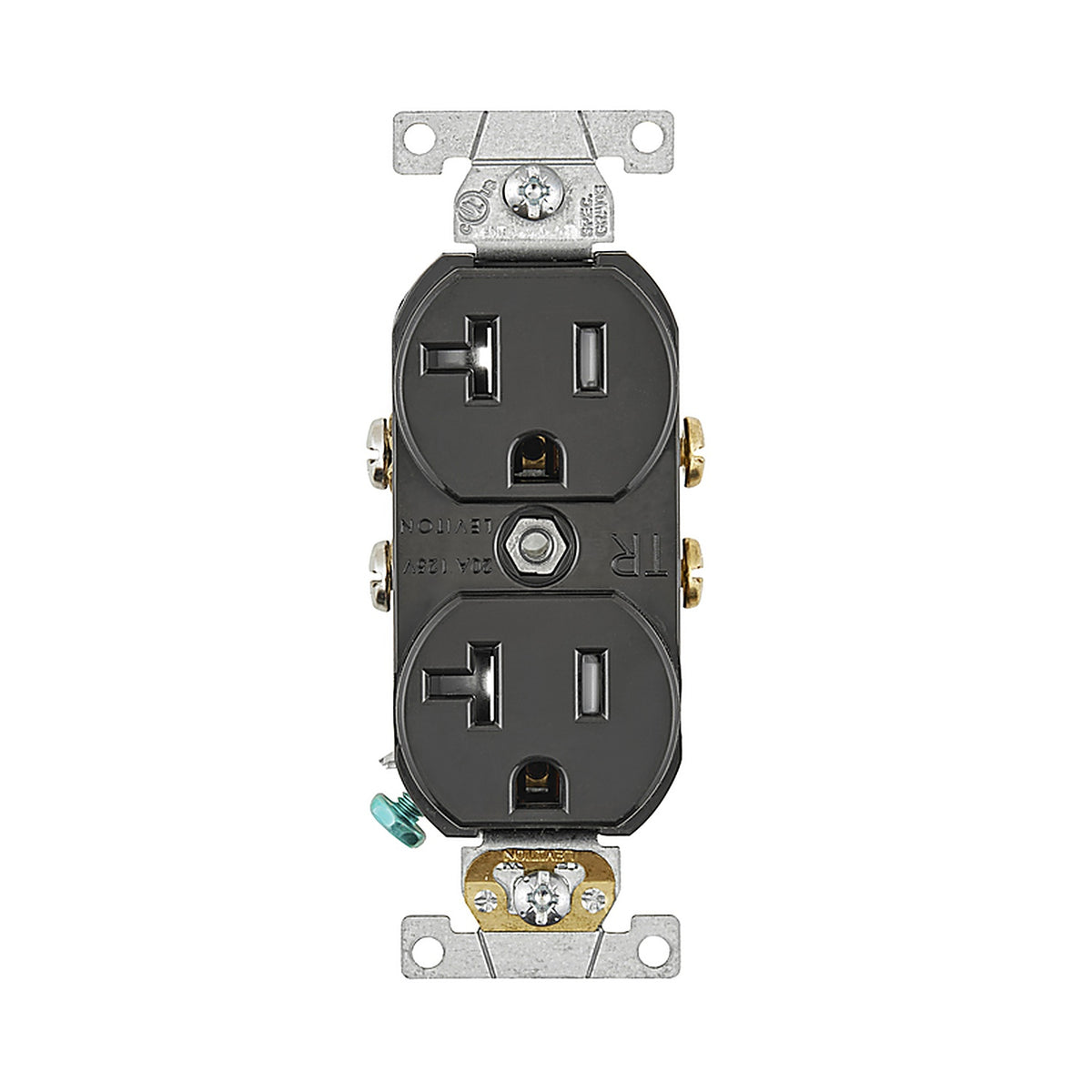 Leviton - TBR20-00E - 20 amps 125 V Duplex Black Outlet 5-20R 1 pk