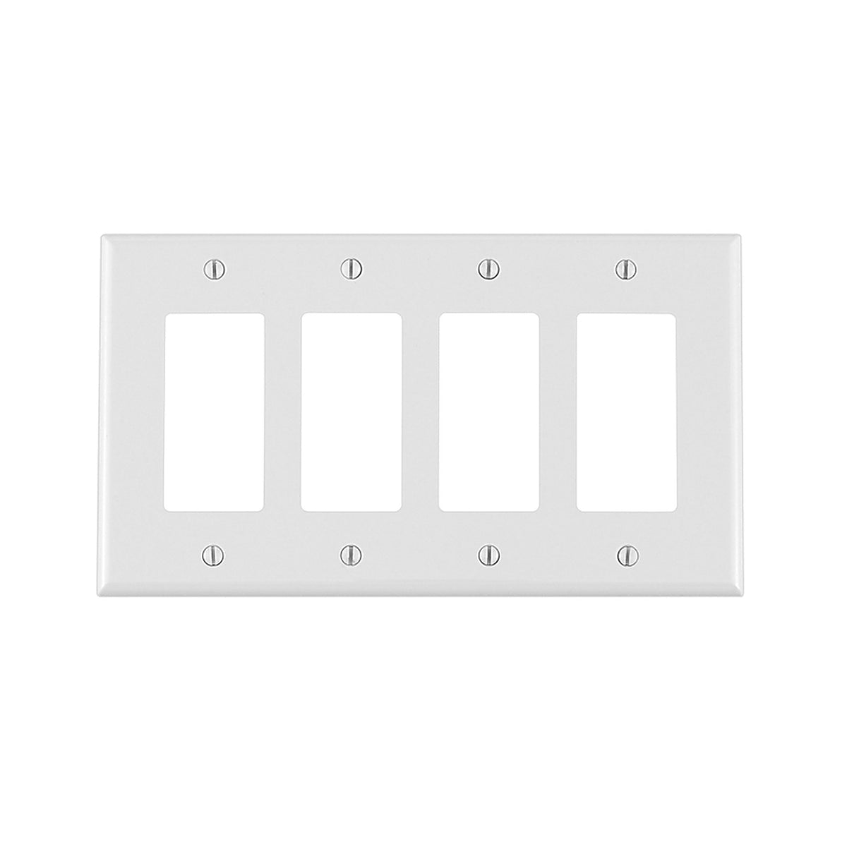 Leviton - PJ264-00W - White 4 gang Thermoplastic Nylon Decorator Wall Plate 1 pk