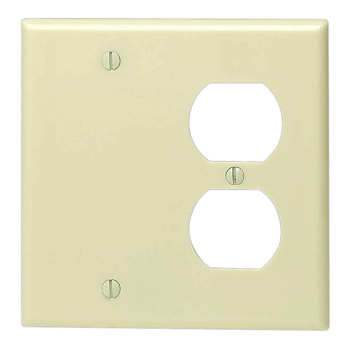 Leviton - 86008-000 - Ivory 2 gang Thermoplastic Blank/Duplex Wall Plate 1 pk