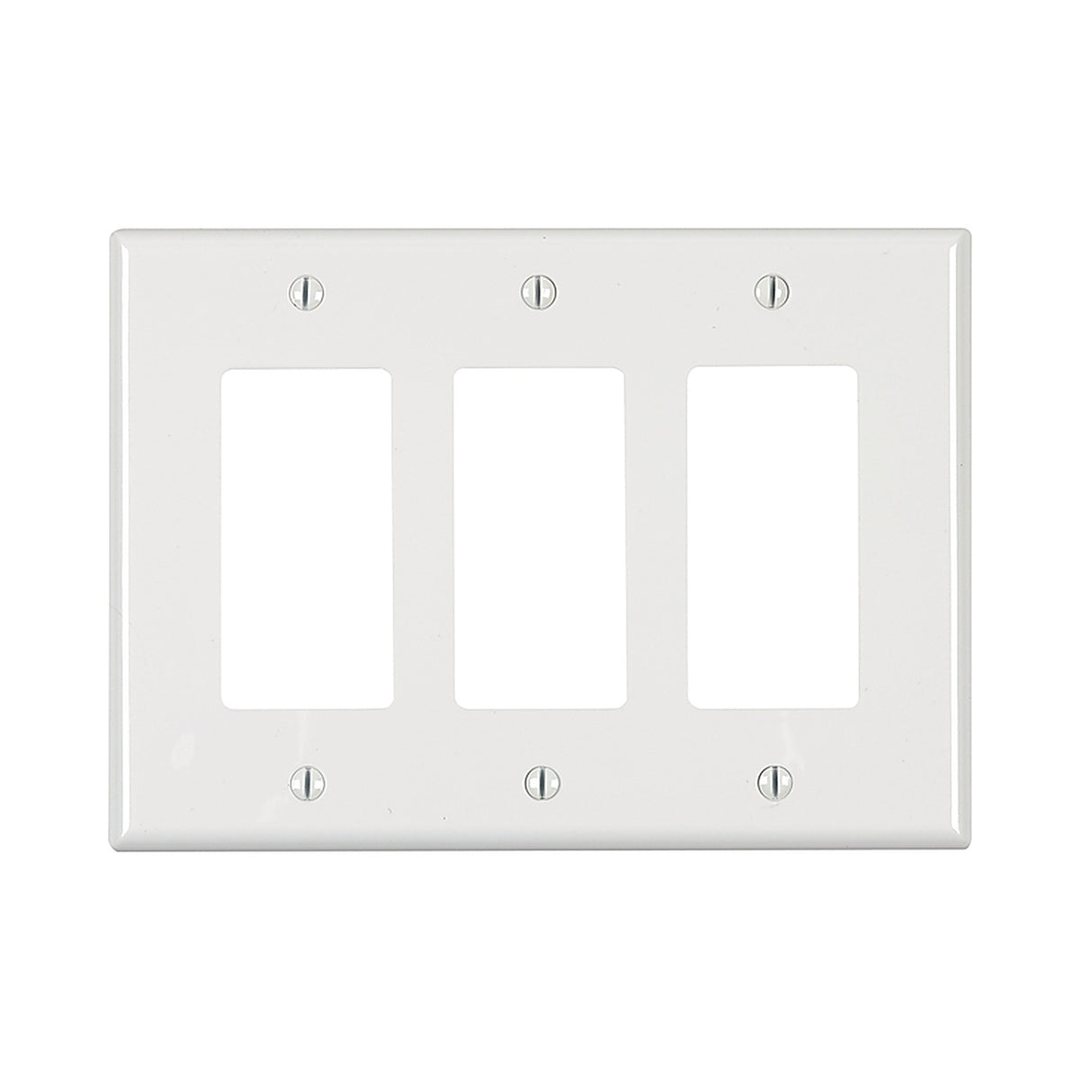 Leviton - PJ263-00W - White 3 gang Thermoplastic Nylon Decora/GFCI Wall Plate - 1/Pack