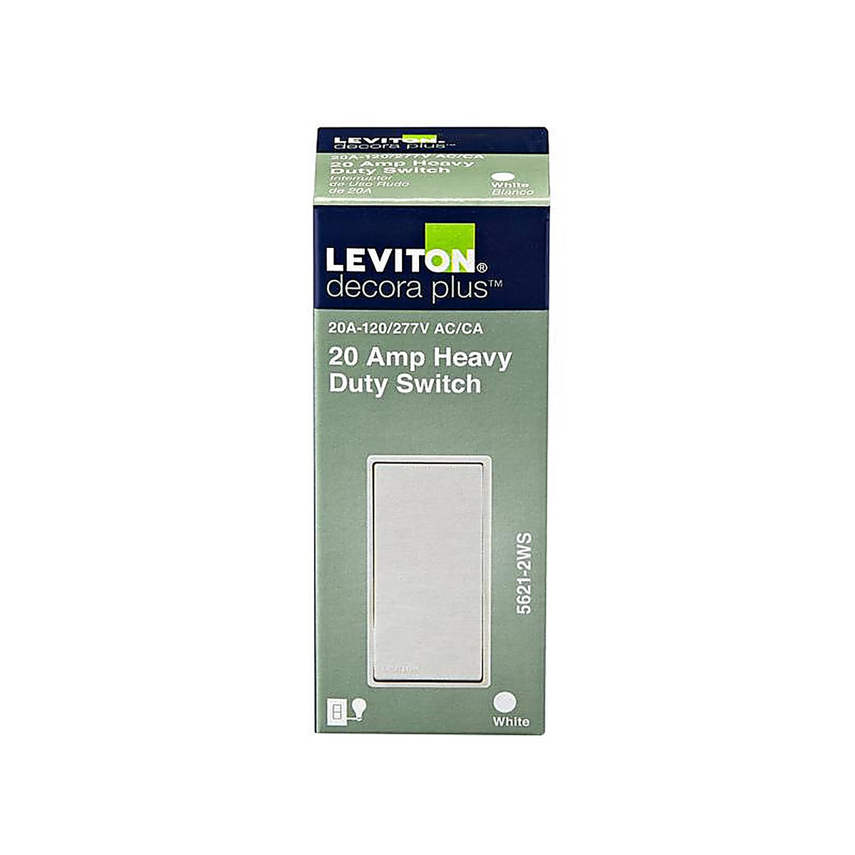 Leviton - A5621-02W - Decora Plus 20 amps Antimicrobial Treated Rocker AC Quiet Switch White - 1/Pack