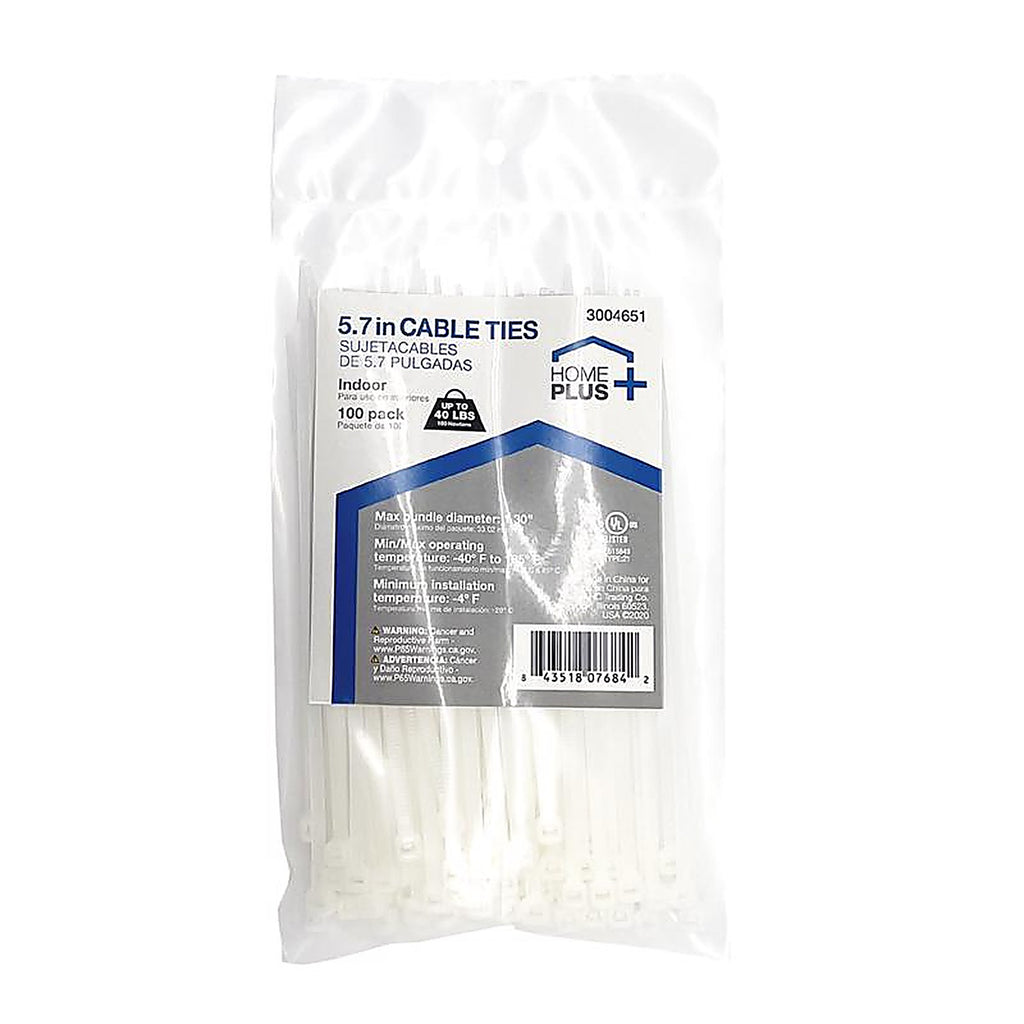 Home Plus - LH-I-140-5-N - 5.7 in. L White Cable Tie - 100/Pack