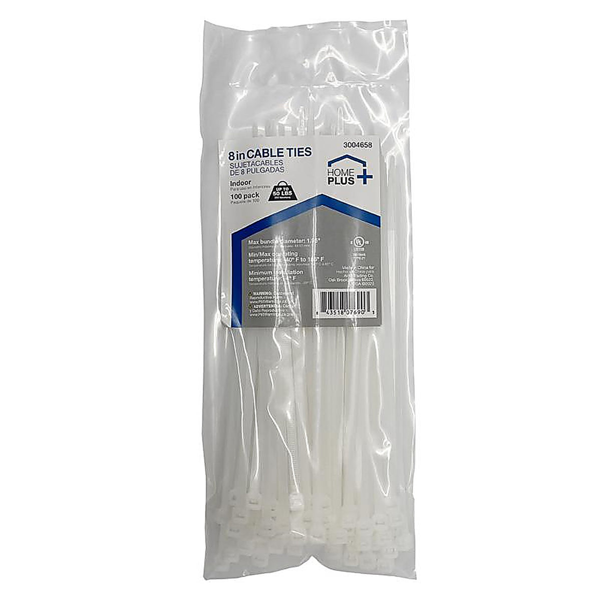 Home Plus - LH-S-200-8-N - 8 in. L White Cable Tie - 100/Pack