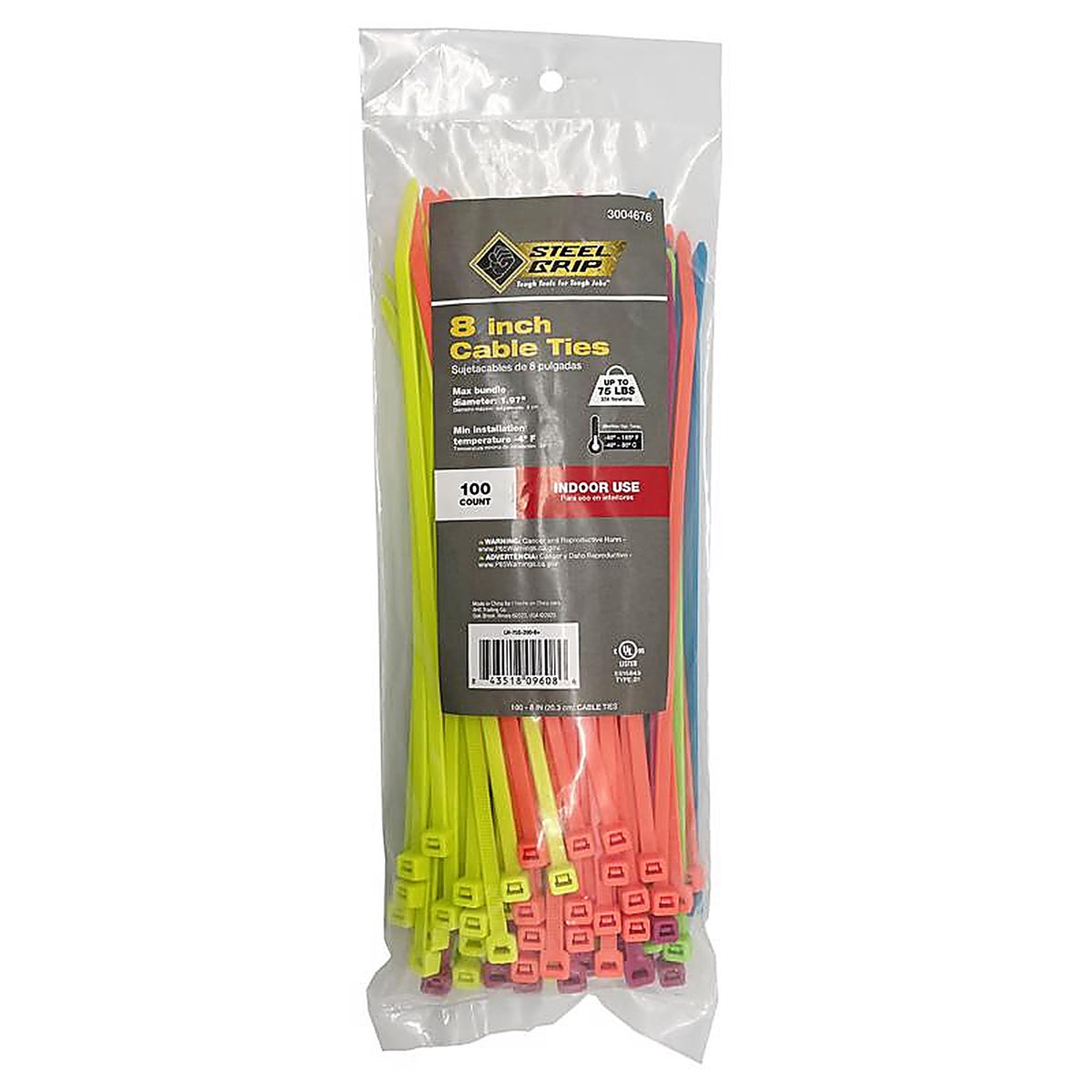 Steel Grip - 75S-200-8-MUC - 8 in. L Assorted Cable Tie - 100/Pack